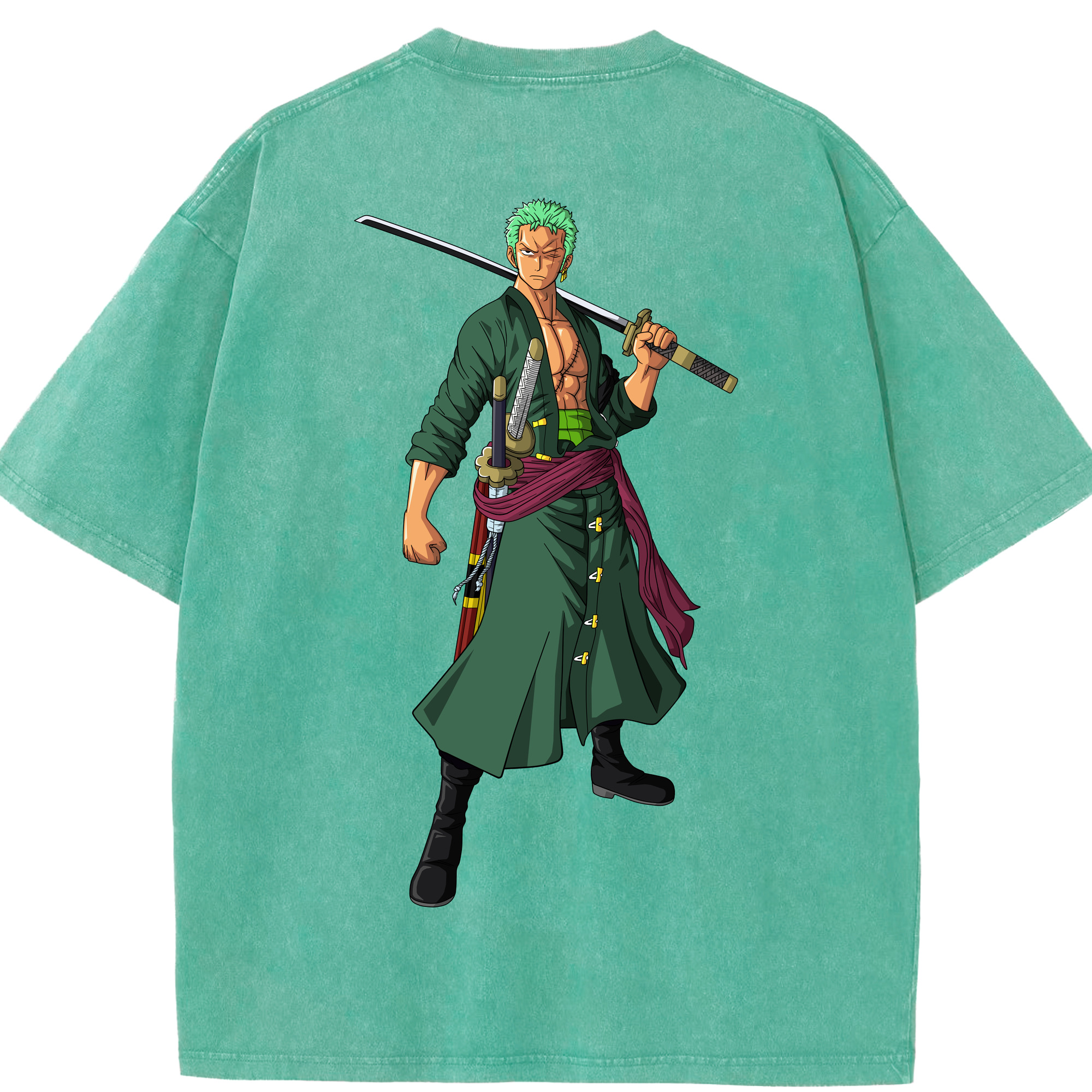 ワンピース ロロノア・ゾロ ONE PIECE Roronoa Zoro 綿100% ヴィンテージ風 半袖Tシャツ（背面プリント）